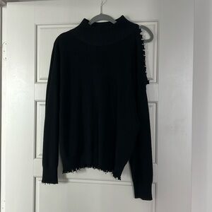 Black cowl neck sweater with open shoulder size large